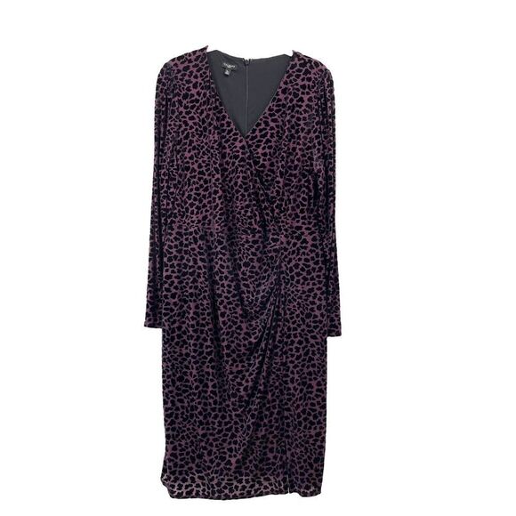 Talbots Burnout Velvet faux wrap sheath dress Sz XLP Petite long sleeve - Picture 1 of 9